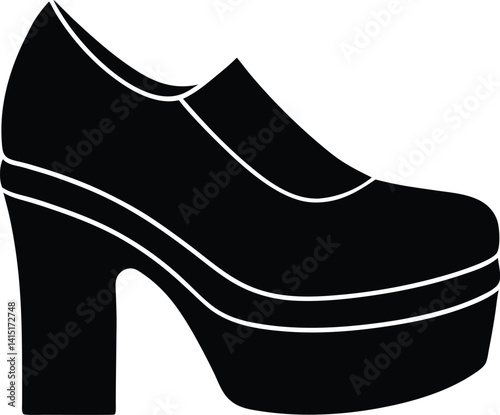 Platform shoe silhouette vector 