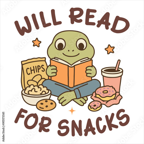  Will Read For Snacks - Reading Book t-shirt Design Vector, Bookish Design Sublimation, reader book quotes Typography Shirt