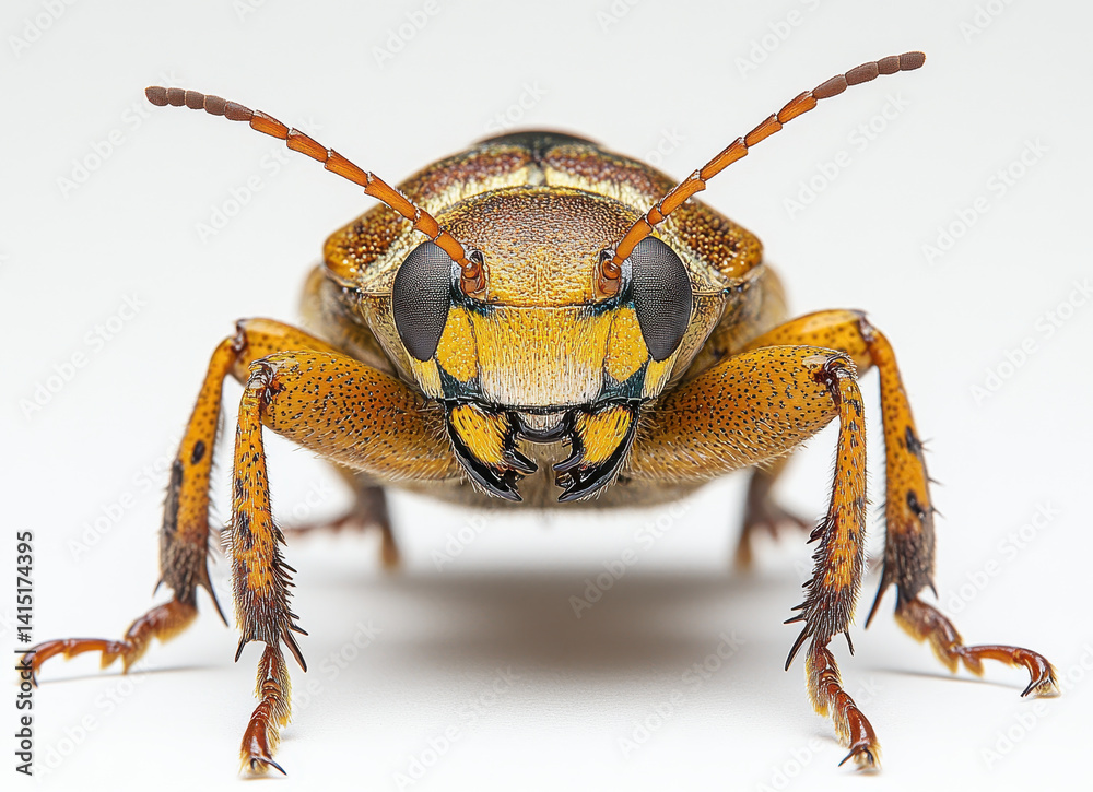 Fototapeta premium Close-up Image of June Bug Isolated on White Background Highlighting Detailed Features and Texture