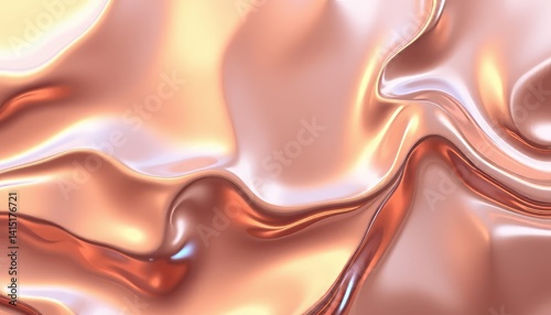 Soft and Shiny Abstract Texture of Smooth Metallic Fabric in Warm Rose Gold Color Hues