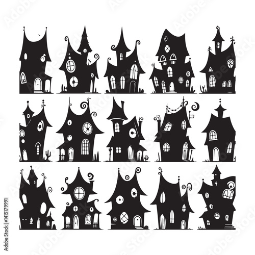 Set of Halloween Vector silhouette. Use in your craft designs - make stickers - and use for other needs