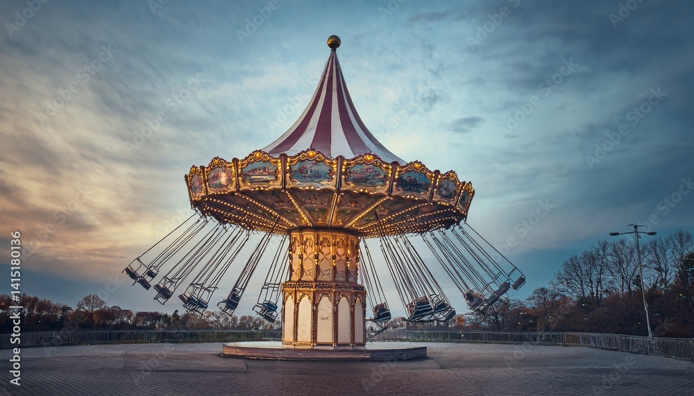 Fototapeta premium Rides sway gently in the evening breeze. 