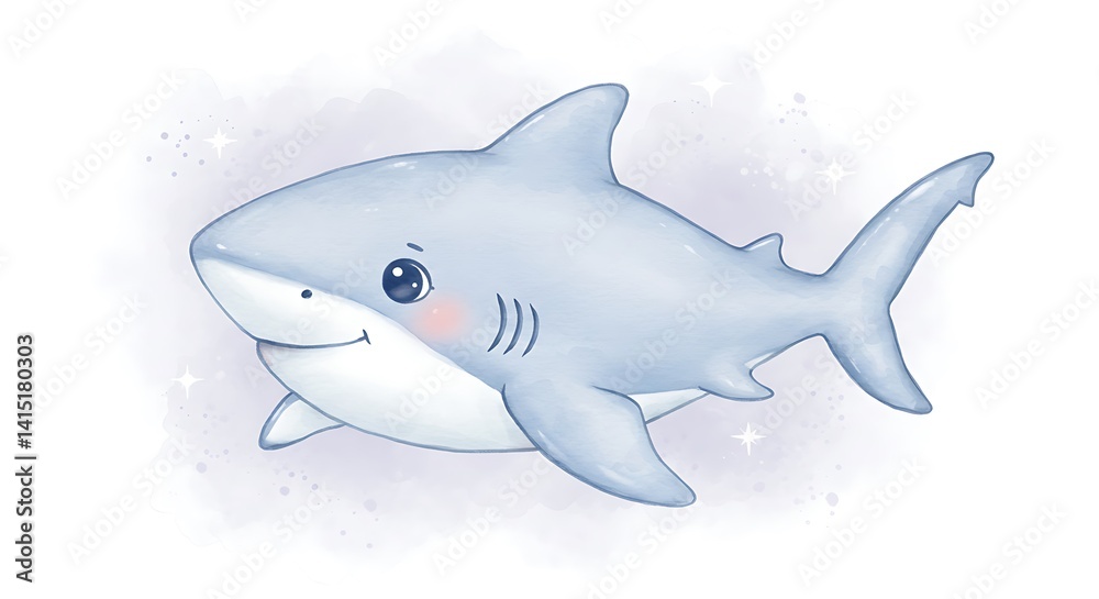 Fototapeta premium Cute Cartoon Shark Drawing