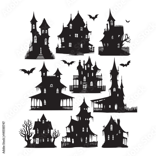 Set of Halloween Vector silhouette. Use in your craft designs - make stickers - and use for other needs