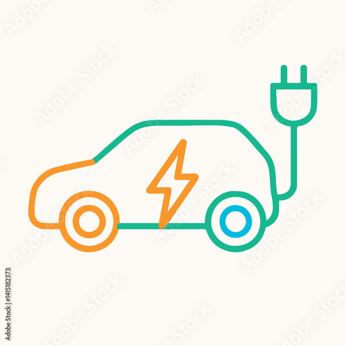 Electric Car Line Icon