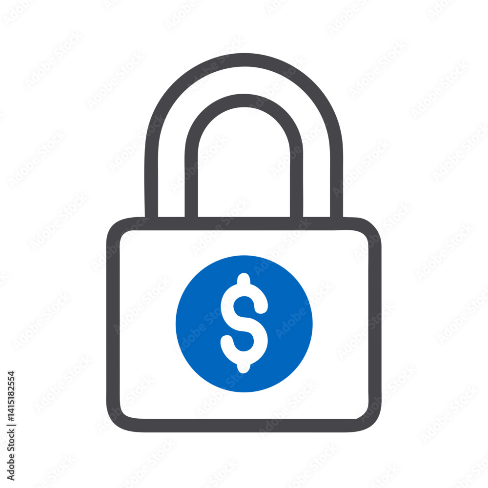 Lock with Dollar Symbol Icon – Vector Symbol for Security, Finance, and Protection Lock with Dollar Symbol Icon – Vector Symbol for Security, Finance, and Protection