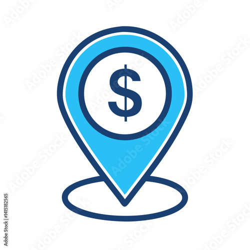  Map Pin with Dollar Symbol Icon – Vector Symbol for Location, Finance, and Business