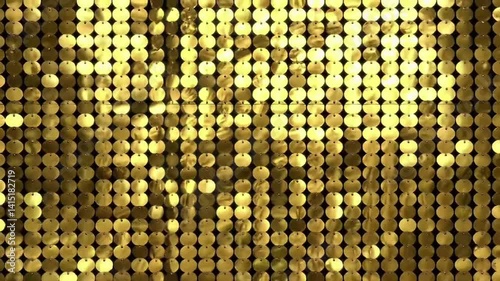 Shimmering golden sequins create dazzling decorative background.

