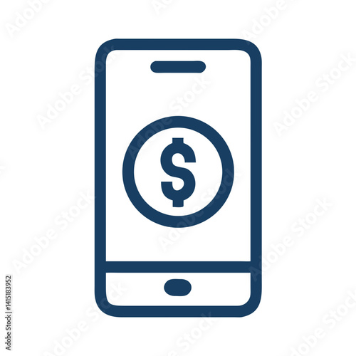 Mobile Phone with Dollar Symbol Icon – Vector Symbol for Mobile Payments, Finance, and E-Commerce