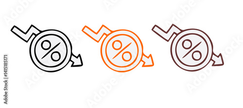 Percent arrow up and down icon. Isolated percentage increase and decrease symbols.