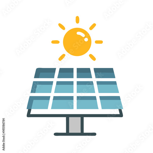 Solar Panel Icon – Vector Symbol for Renewable Energy, Sustainability, and Solar Power
