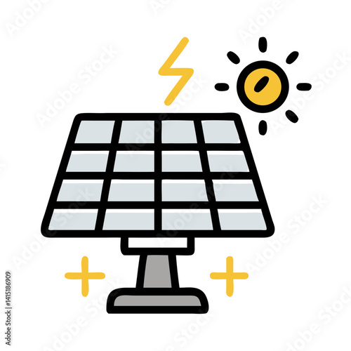 Solar Panel Icon – Vector Symbol for Renewable Energy, Sustainability, and Solar Power