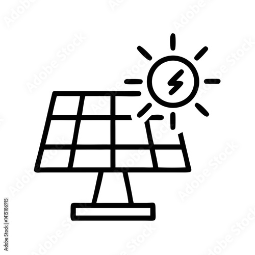 Solar Panel Icon – Vector Symbol for Renewable Energy, Sustainability, and Solar Power