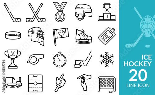 ice hockey – set of 20 vector icons