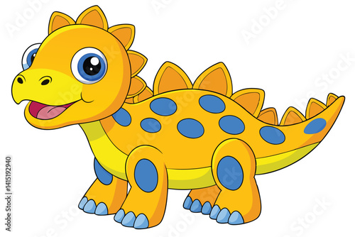 funny character dinosaur cartoon vector on white background