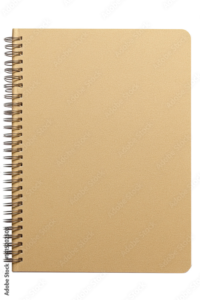 Blank tan spiral-bound notebook Blank tan spiral-bound notebook