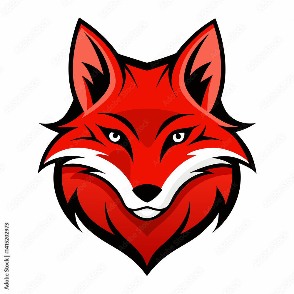 Obraz premium Red Fox head silhouette vector illustration icon , logo type. 