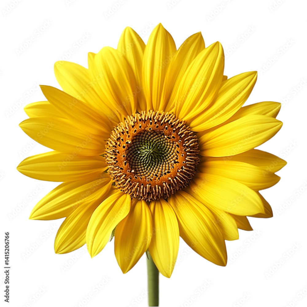 Fototapeta premium Vibrant Yellow Sunflower Isolated on Black Background,