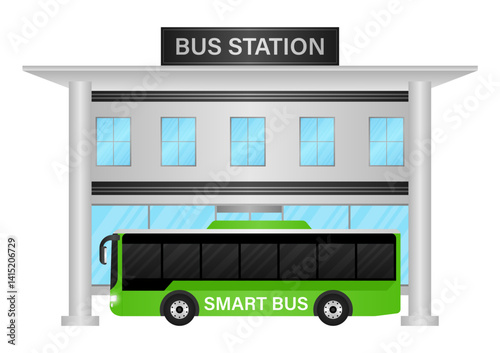 Bus Station. Bus Terminal. Vector Illustration.