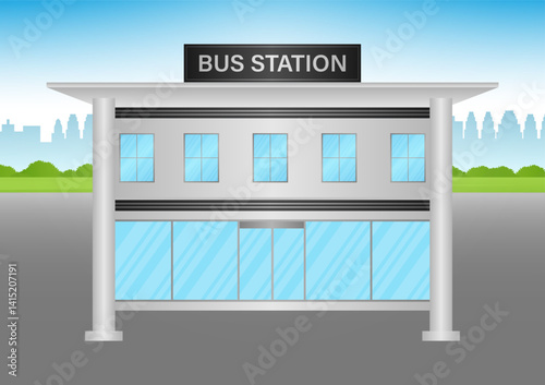 Bus Station. Bus Terminal. Vector Illustration.