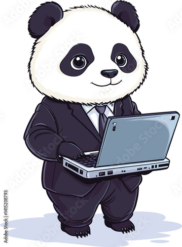 panda with laptop