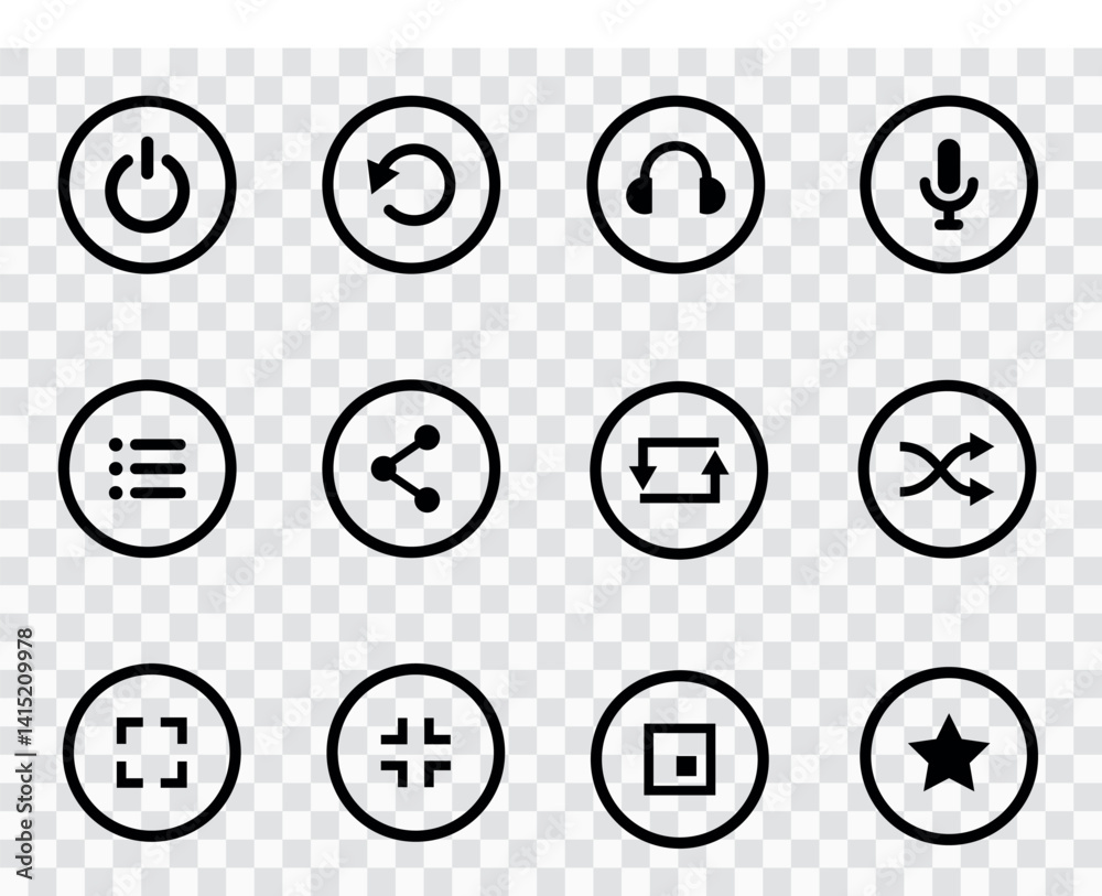 Multimedia & Stock Market Icons – Music Controls and Financial Chart Elements Multimedia & Stock Market Icons – Music Controls and Financial Chart Elements