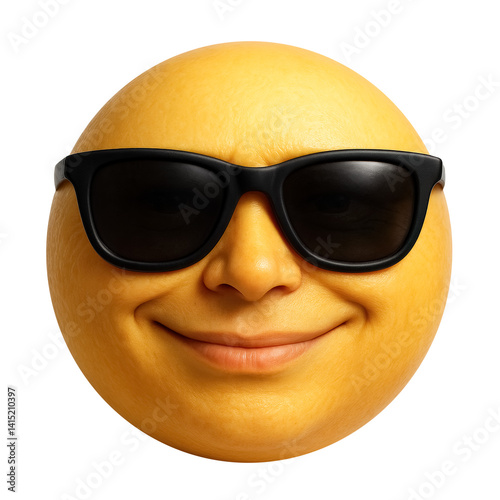 PNG Smiling emoji face with sunglasses on a transparent background