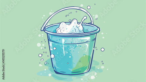 Professional Bucket with Handle Full of Soap Detergent and Water for Cleaning Tasks