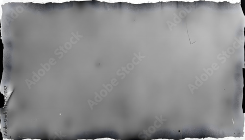 Grunge empty film background  with vignette border. Dirty distressed black and white vintage 8k 16:9 weathered old  with copy space. Retro analog  template or backdrop 3D rendering, Paper Cutout sty