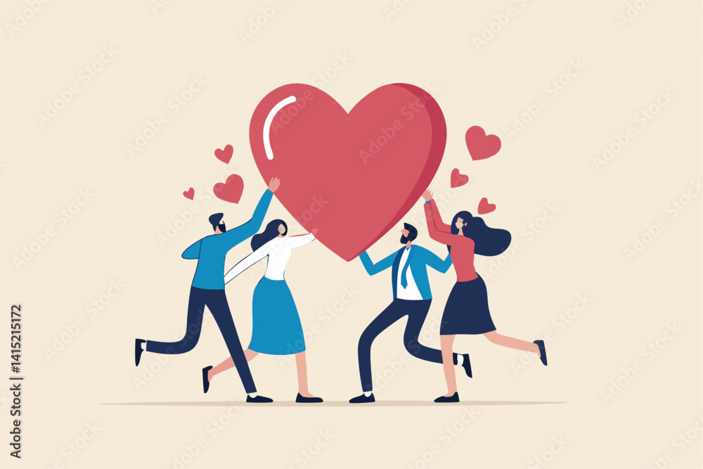 Gratitude, thankful or appreciation, kindness or support to success together, charity or volunteer, sharing feeling or help concept, business people hold lovely heart with gratitude and thankful.