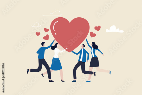 Gratitude, thankful or appreciation, kindness or support to success together, charity or volunteer, sharing feeling or help concept, business people hold lovely heart with gratitude and thankful.