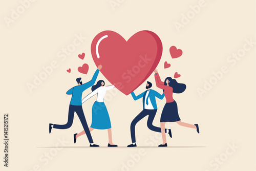 Gratitude, thankful or appreciation, kindness or support to success together, charity or volunteer, sharing feeling or help concept, business people hold lovely heart with gratitude and thankful.