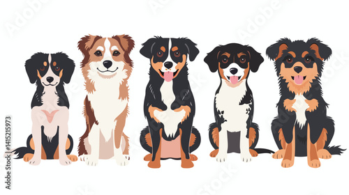 Charming Dogs on White Background Vector Illustration