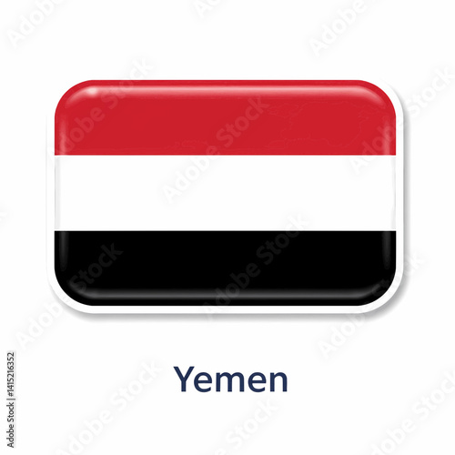 Free Download A clear digital illustration of the rectangular flag of Yemen. Below the flag, the word 