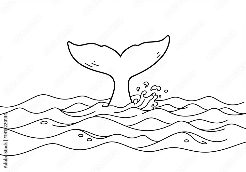 Obraz premium Whale Tail Emerging from Ocean Waves