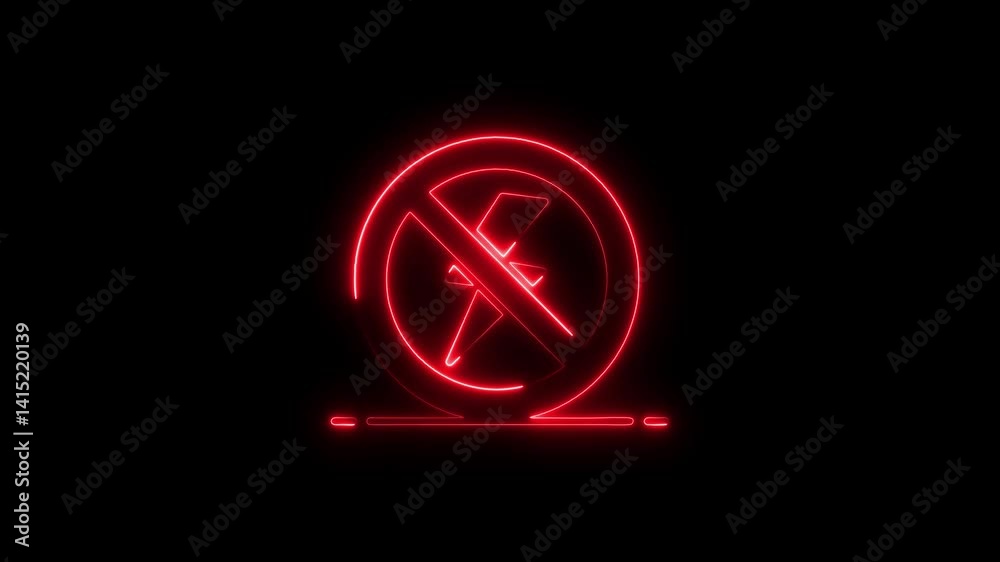 Glowing neon power off icon isolated on black background. HD Video motion graphic animation Glowing neon power off icon isolated on black background. HD Video motion graphic animation