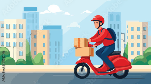 Speedy Delivery Man Rushing with Order and Showing OK Sign