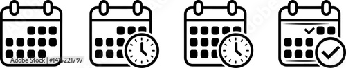 Calendar and Time Management Icons for Scheduling Graphics