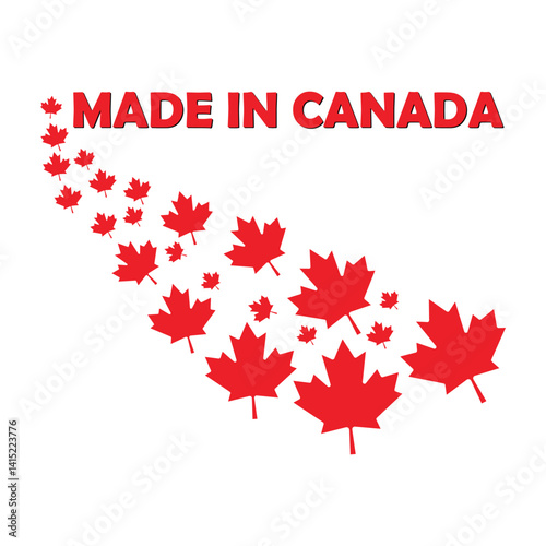 Made In Canada phrase on seal or label as sale tag. Canada production and manufacturing on Canadian soil. National products signature emblem. Vector.