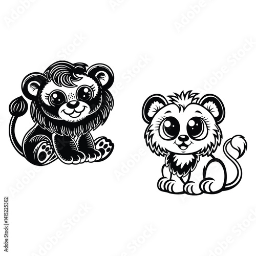 Cute baby panda, a black and white bear cartoon vector illustration