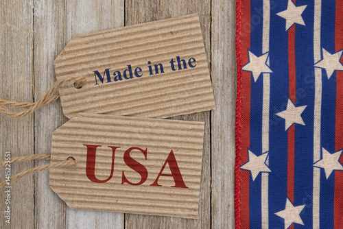 Obraz na płótnie Made in the USA price tag with retro USA red, white and blue stars w salonie