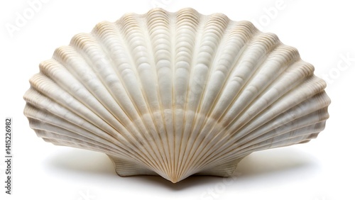 White elegant sea jacobean scallop shel isolated on white background