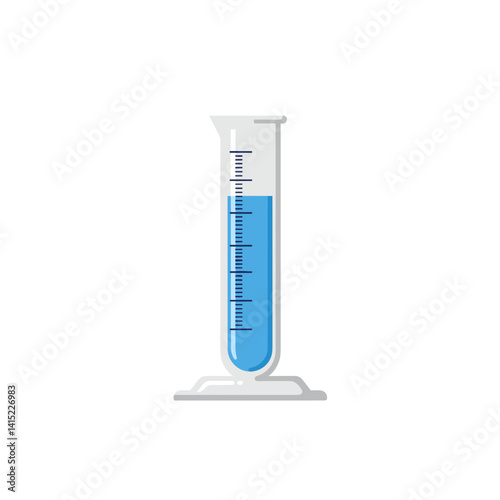 Laboratory measuring cylinder with blue liquid  