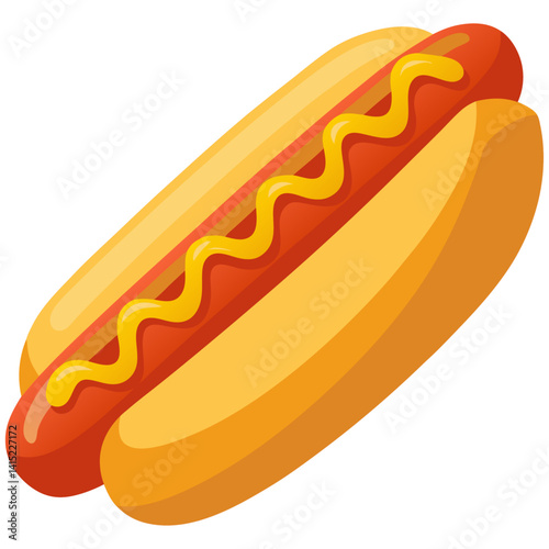 Cartoon hotdog with mustard topping
