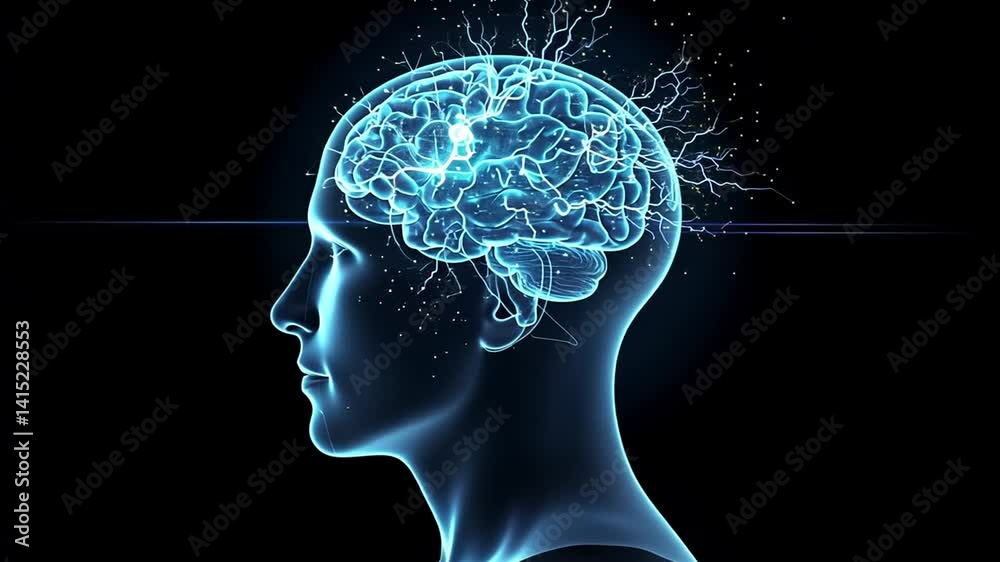 Brain Activity Visualization Brainstorming Head Thinking Brain Activity Visualization Brainstorming Head Thinking