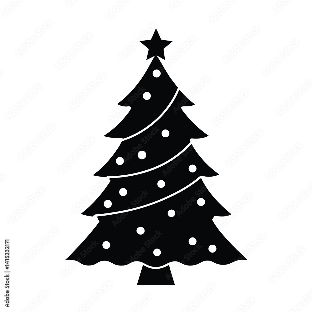 Christmas tree silhouette vector illustration, Set of Christmas tree silhouette Christmas tree silhouette vector illustration, Set of Christmas tree silhouette