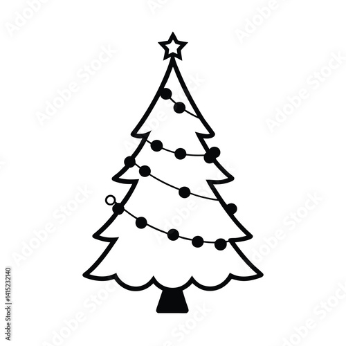 Christmas tree silhouette vector illustration, Set of  Christmas tree silhouette