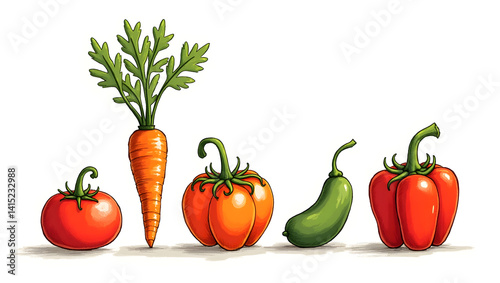 vegetables isolated on white background