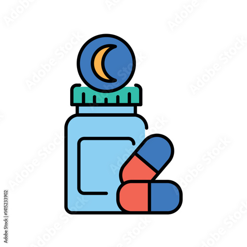 Melatonin optimization  color flat icon for digital and print projects.