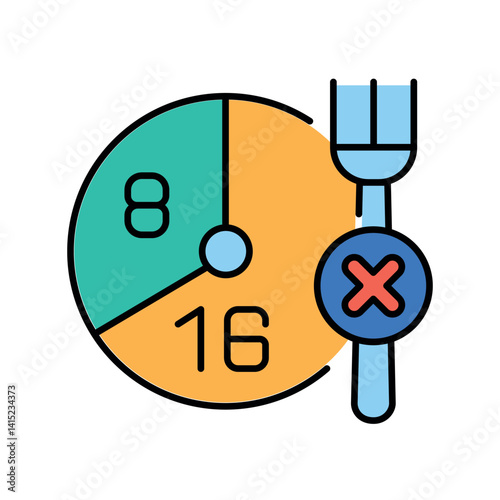 Intermittent fasting color flat icon for digital and print projects.